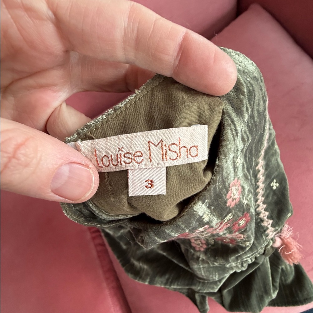 Louise Misha 3t sweetest ever crushed velvet embroidered dress - Picture 4 of 5